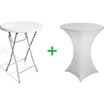 Skládací bistro stolek - průměr 80cm, výška 110cm + kvalitní potah ZDARMA barva Bílá