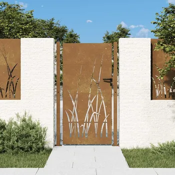 vidaXL Zahradní branka 100 x 200 cm z corten oceli, design s trávou [153231]