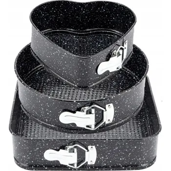 Nádoba na pečení 3x FORMA NA DORT KOLO ČTVEREC SRDCE FORMA PLECH NA DORT 20/22/24 CM