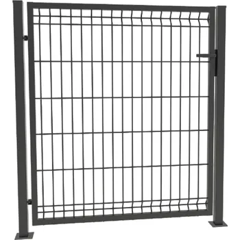 3D Plotová branka jednokřídlá levá, ocel, 123 × 100 cm, antracitová šedá (RAL 7016)&nbsp;7072808