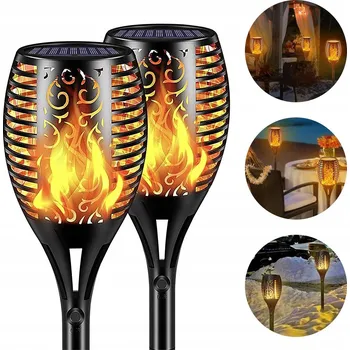 Venkovní osvětlení 2x Solární zahradní lampa Pochodeň s efektem plamene, zapichovací lucerna