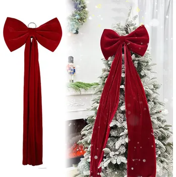 Vánoční dekorace DUŻA KOKARDA NA WITRYNĘ DRZWI OKNO AUTO VELUR VELVET ČERVENÁ