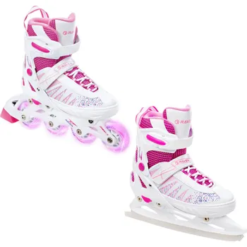 RAVEN Dívčí nastavitelné kolečkové brusle Raven Grace 2v1 35/39 BÍLÁ|RŮŽOVÁ