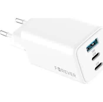 Forever síťová nabíječka GaN PD QC TC-08-65ACC 2x USB-C 1x USB 65W bílá