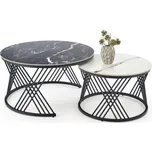 Set konferenčních stolků FLAMINGO černý/bílý mramor/černá