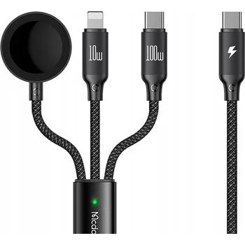 Datový kabel Mcdodo - datový kabel 3 v 1 řady O (CA-4940) - USB-C na Lightning/USB-C/bezdrátová nabíječka Apple Watch, 100W, 1,2m - černý