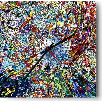 Hodiny Nástěnné hodiny do kuchyně 30x30 Abstrakce Stylové hodiny na skle Loft Tiché