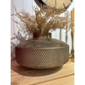 Váza Designová nízká váza v zlaté patině