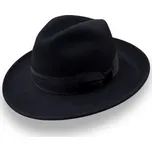 KRUMLOVANKA Černý vlněný plstěný klobouk - styl fedora - Made in Italy Co-P-043