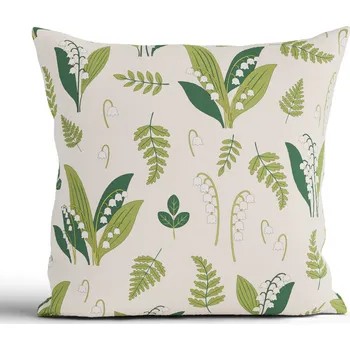 Povlak na polštářek Bavlněný povlak na polštář Renforcé 40 × 40 cm - Konvalinky přírodní