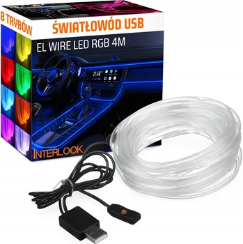 Osvětlení interiéru vozidel RGB LED USB osvětlení interiéru auta Interlook, 4 m