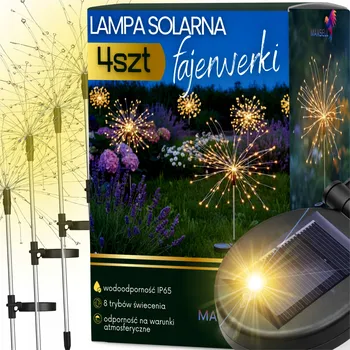 Venkovní osvětlení 4X SOLÁRNÍ LAMPA ZAPICHOVACÍ ZAHRADNÍ VODĚODOLNÁ SENZOR SOUMRAKU PAMPELIŠKA