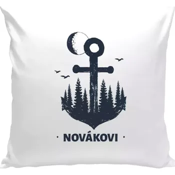 Polštář Polštář pro milovníky lesa - Kotva - bílá 40 × 40 cm