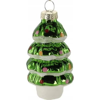 Vánoční dekorace Skleněná ozdoba Zelená Vánoční Koule na vánoční stromeček Stromek 8 cm 1 ks