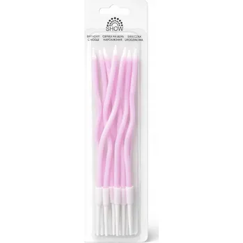 Dortová svíčka Narozeninové svíčky růžové – dekorativní sada na dort 12 ks