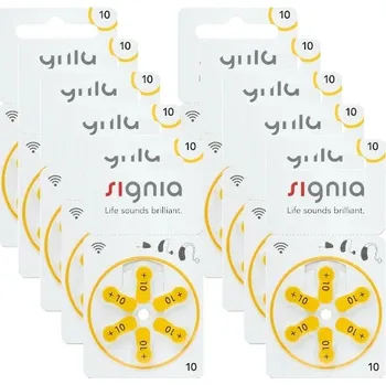 Článková baterie SIGNIA 10 / PR70 značkové baterie do naslouchadel. Balení 10xBL6