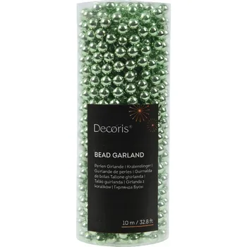 Vánoční dekorace Zelená GIRLANDA ŘETĚZ na vánoční stromeček Lesklý VÁNOČNÍ věnec 8mm/10m