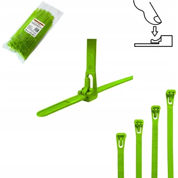 Stahovací páska Stahovací Pásky pro kabely Montážní pásky Opakovaně Použitelné 4,8 x 200 mm Světle zelené x100