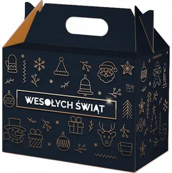 Dárková krabička Vánoční Dárek Krabička 300x180x220mm tmavě modrá