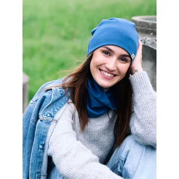 Čepice Doke Set čepice a nákrčník organic dark blue