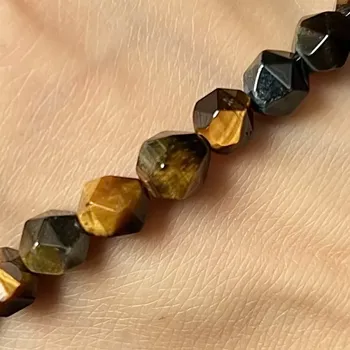 Drahý kámen Tygří oko broušené, 8 mm, balení 5 ks