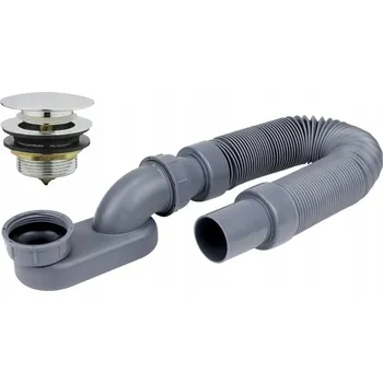 Sifon VANOVÝ/SPRCHOVÝ SIFON FLEXIBILNÍ NASTAVITELNÝ + ZÁTKA KLIK KLAK CHROM