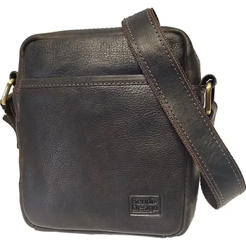 Pánská aktovka Sendi Design V-739 pánská kožená crossbody taška tm.hnědá