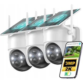 IP kamera 3x Otočná solární kamera venkovní bezdrátová s barevným nočním viděním