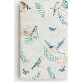 Prostěradlo Prostěradlo bavlněné s gumou do postýlky 120x60 cm - modří ptáčci