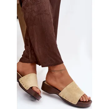 Dámské pantofle Boto Dámské žabky se zlatými přezkami Ferinna Barva: Zlatá, Velikost: 38