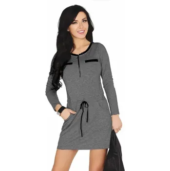 Dámské šaty Melírované šaty CG683 s kapucí a kapsami Barva: Grafitová, Velikost: L