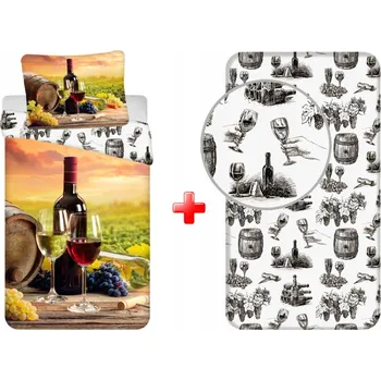Prostěradlo Sada povlečení a napínacího prostěradla s motivem ochutnávky vína