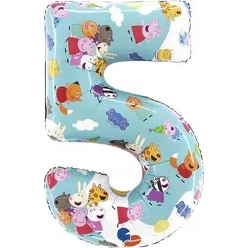 Balónek Fóliový balónek Číslice 5, prasátko Pepa , 66 cm Grabo