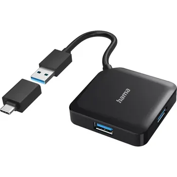 USB hub Hama USB hub, 4 porty, USB 3.2 Gen 1, USB-C adaptér