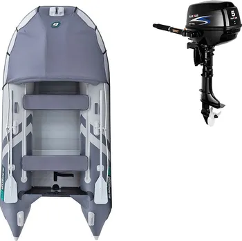 Člun Člun GLADIATOR ACTIVE C330AL light dark grey - nafukovací člun s hliníkovou podlahou - sada: se spalovacím motorem PARSUN F2,6 1,9 kW