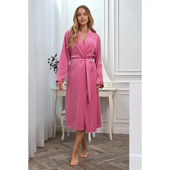 Dámský župan Dámský velurový župan Leona starorůžový XL