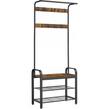 Botník Botník s lavicí Vasagle 72 x 183 x 33,7 cm černý, odstíny hnědé