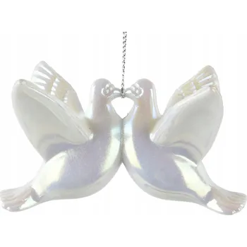 Vánoční dekorace Bílé plastové holubičky nerozbitné ozdoby na vánoční stromeček vánoční koule 8,5 cm