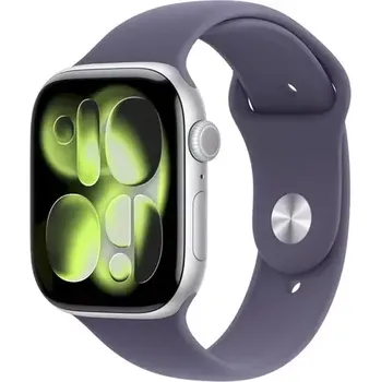 Chytré hodinky Apple Watch Series 11 GPS+Cellular 42mm Stříbrné hliníkové tělo - Mlžně fialový sportovní řemínek S/M (MF8H4MP/A)