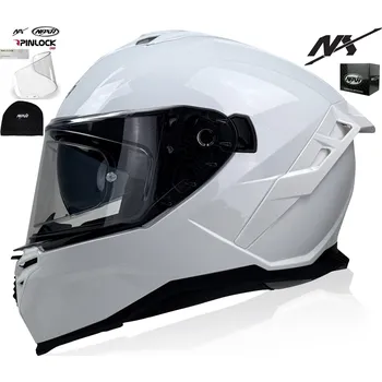 Helma na motorku MOTOCYKLOVÁ PŘILBA| INTEGRÁLNÍ | BÍLÁ | NAXA | F32 vel. M S CLONOU + PINLOCK V CENĚ