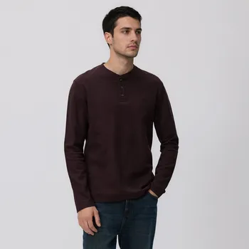 Reserved - Halenka slim fit s dlouhými rukávy - tmavě hnědá - 600IO-89X - 600IO-89X-XXL