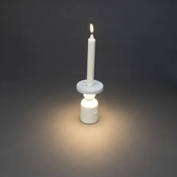 Venkovní osvětlení Konstsmide Stolní nabíjecí přenosná lampička ve tvaru svícnu, bílá, Konstsmide