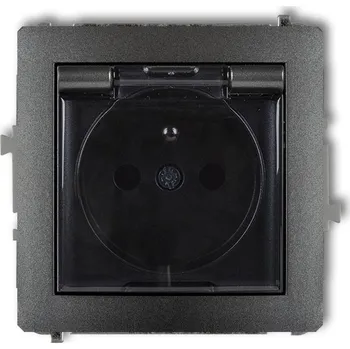 Elektrická zásuvka DECO Vodotěsná zásuvka s uzemněním (kouřová klapka) grafitová 11DGPB-1zdp