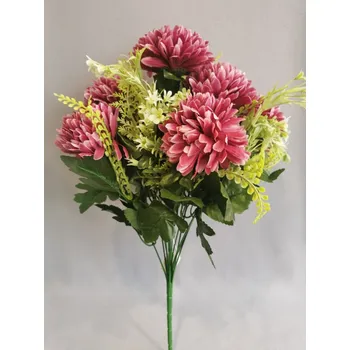 umělá květina Chryzantéma kytice vínová 50 cm X194