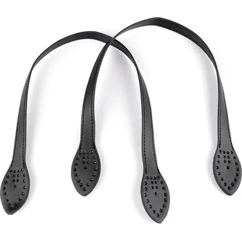 Koženková ucha na tašky - délka 50cm - černá