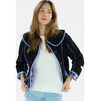 Dámský kabát Reserved - Bavlněná bunda s límcem - černý - 263KJ-99X - 263KJ-99X-X_S