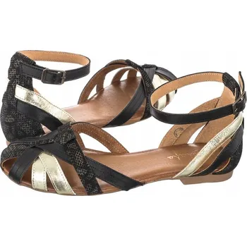 Dámské sandále Maciejka dámské sandály Pletené s páskem Černé plochý podpatek velikost 38