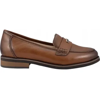 Dámské mokasíny Dámské kožené mokasíny nazouvací polobotky lordsy 19381 hnědé vel. 38