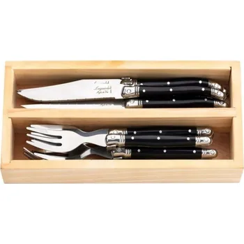 Příbor Laguiole Style de Vie - Prémiová Mini Sada Příborů, Černá, 12 Kusů