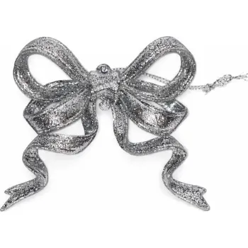 Vánoční dekorace DECOLED Mašle, 9 x 8 cm, stříbrná